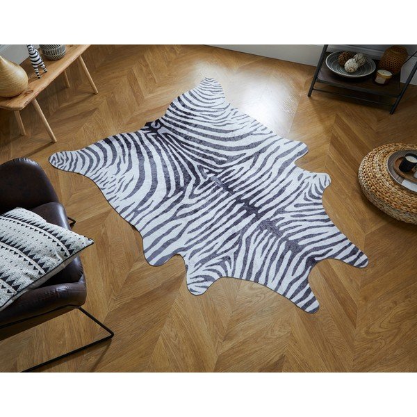 Blană alb/neagră sintetică 195x155 cm - Flair Rugs-image-1