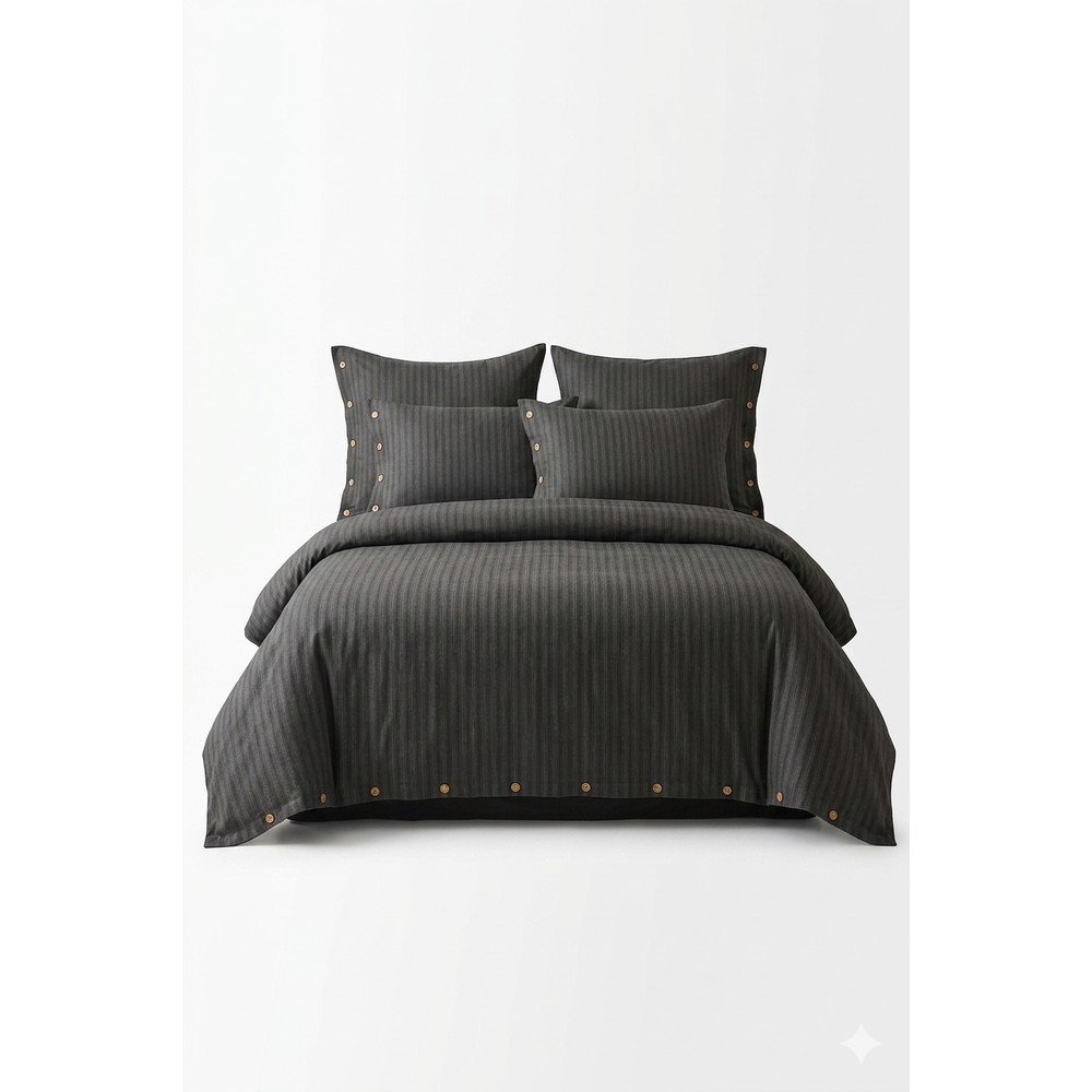 Lenjerie de pat gri închis din bumbac ranforcé pentru pat de o persoană 140x200 cm Como Striped – Mila Home Luxury
