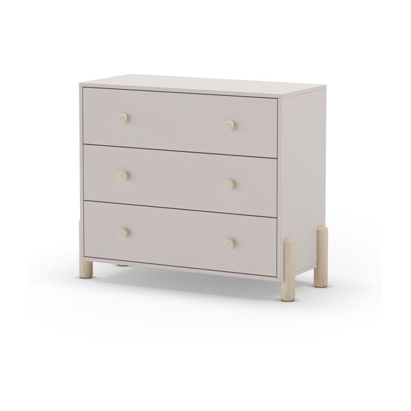 Comodă de copii crem joasă din lemn de pin 90x80 cm Enola – Marckeric-image-2