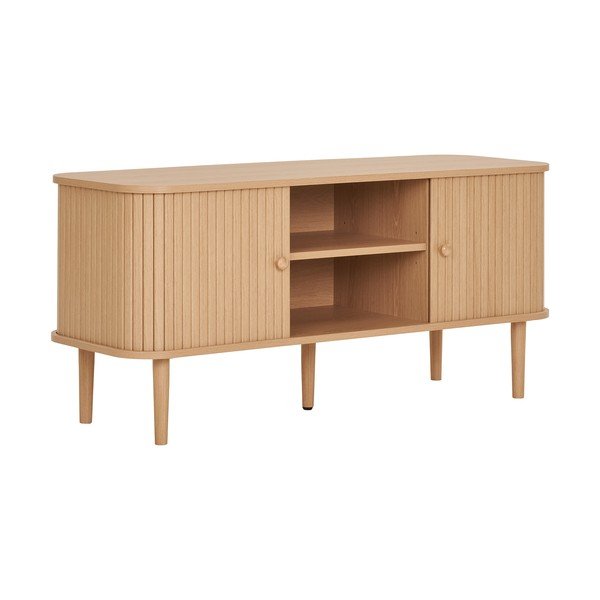 Comodă TV în culoare naturală cu aspect de lemn de pin 113x51,5x40 cm Nikko – House Nordic-image-2