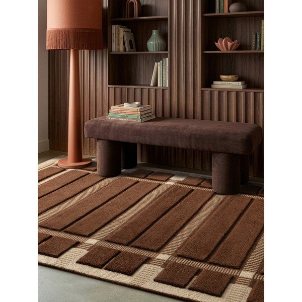 Covor maro/bej țesut manual din lână 120x170 cm – Asiatic Carpets-image-1