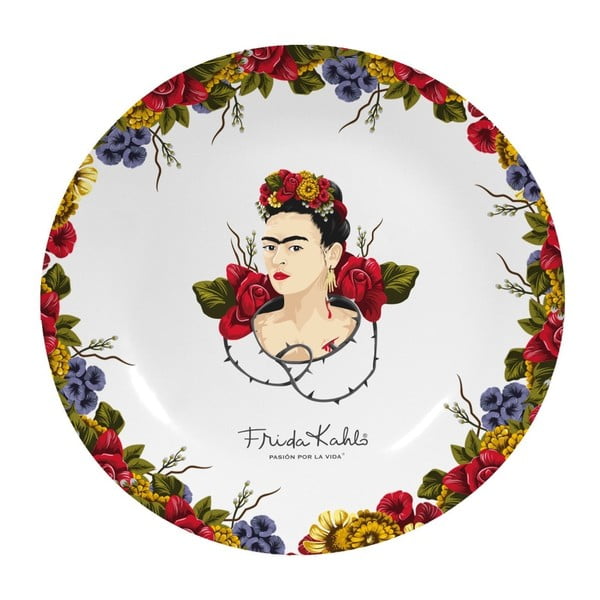 Farfurie decorativă din ceramică Frida Kahlo Frida Roses