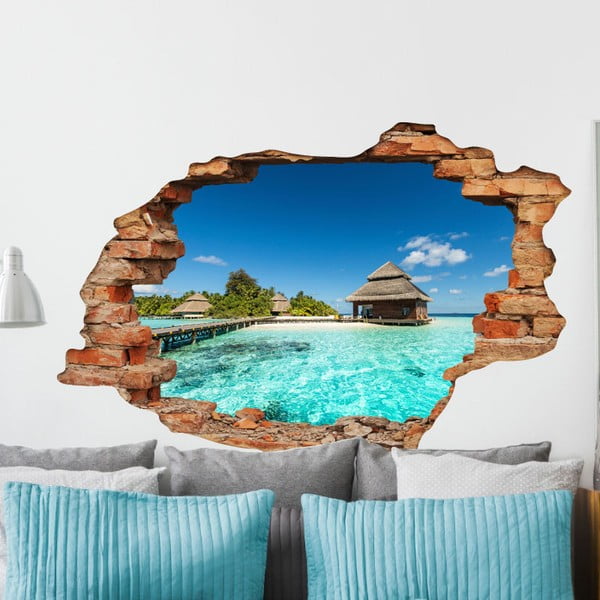 Autocolant Ambiance Beach Villas on Tropical Island, 60 x 90 cm