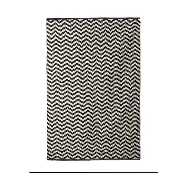 Covor din bumbac țesut manual Pipsa Zigzag, 140 x 200 cm, negru-alb