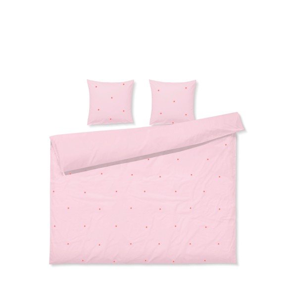 Lenjerie de pat roz din bumbac percal pentru pat dublu/extinsă 200x220 cm Daisy – JUNA