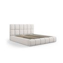 Pat matrimonial gri deschis tapițat cu spațiu de depozitare și somieră 140x200 cm Bellis – Micadoni Home