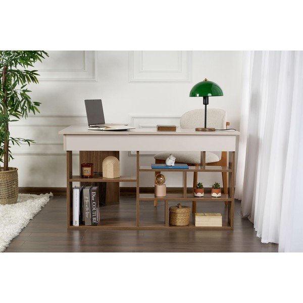 Birou cu aspect de lemn de nuc 120x130 cm Vesper – Kalune Design-image-1