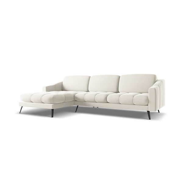 Colțar crem cu tapițerie din catifea (cu colț pe partea stângă) Nalu – Makamii-image-2