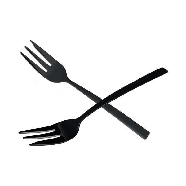 Set de furculițe pentru desert negru din oțel inoxidabil 2 buc. Black – Orion-image-2