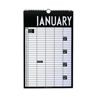 Planificator lunar de perete Design Letters Month, negru