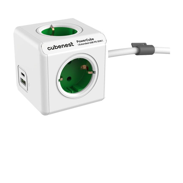 Priză 13 cm PowerCube Extended USB Schuko – Cubenest