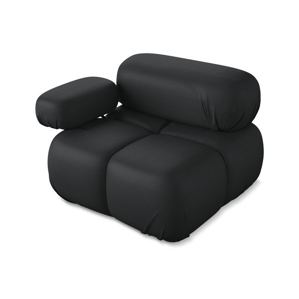 Modul pentru canapea modulară negru cu tapițerie din imitație de piele (cu colț pe partea stângă) Lokua – Makamii-image-4