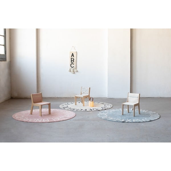 Covor pentru copii albastru deschis lavabil/țesut manual din bumbac ø150 cm ABC Vintage Blue – Lorena Canals-image-4