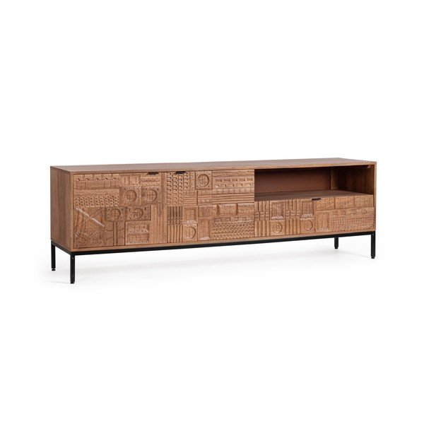 Comodă TV în culoare naturală din lemn de mango 180x55x42 cm Kindia – Bizzotto-image-1
