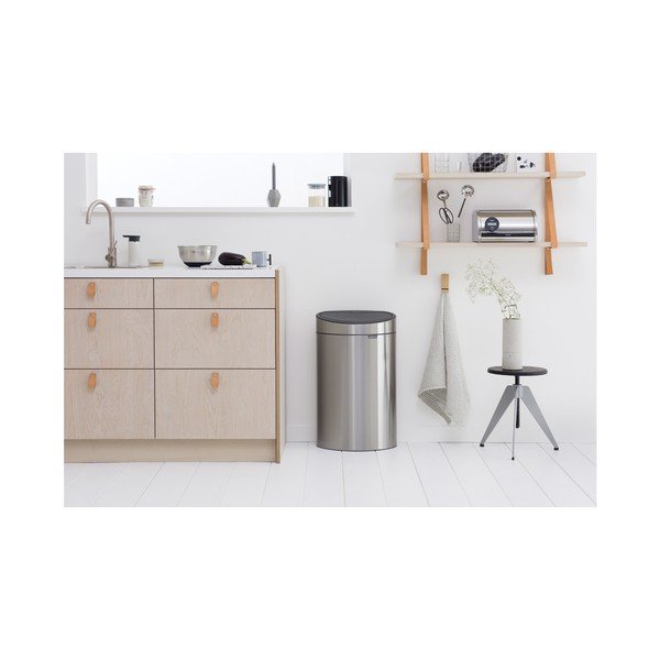 Coș de gunoi argintiu mat cu senzori de atingere din oțel 40 l Touch Bin – Brabantia-image-1
