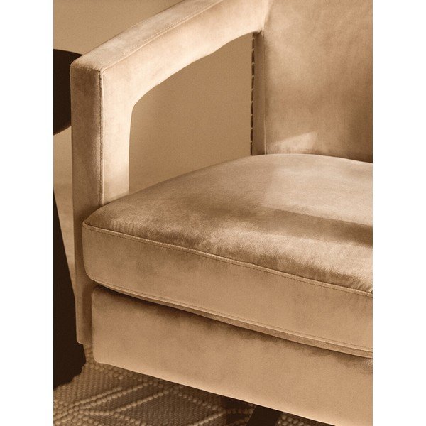 Fotoliu maro deschis pivotant cu tapițerie din catifea Hestia – Premier Housewares-image-4