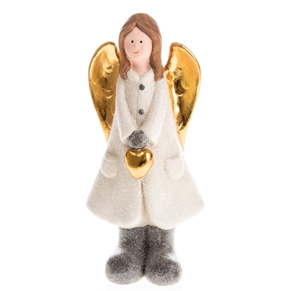 Figurină înger din ceramică albă Dakls, înălțime 17 cm