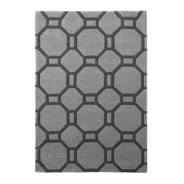 Covor țesut manual Think Rugs Hong Kong Tile Grey, 120 x 170 cm, gri