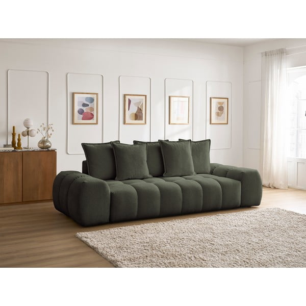 Canapea verde cu tapițerie din chenille 278 cm Everest – Bobochic Paris-image-1