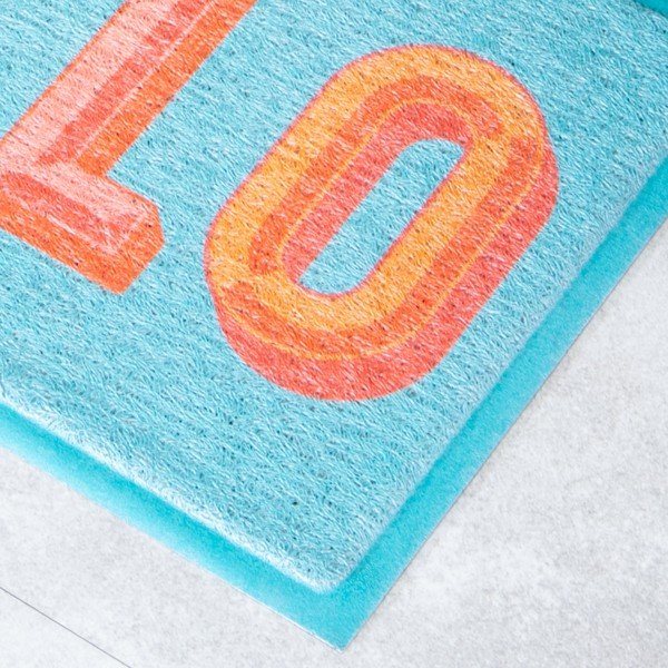 Covoraș de intrare din plastic reciclat 40x70 cm Blue Hello – Artsy Doormats-image-2