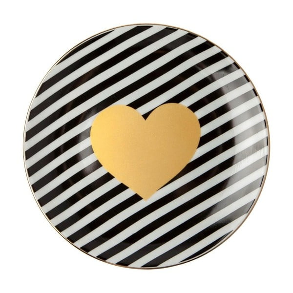 Farfurie din porțelan Vivas Heart, Ø 23 cm, negru - alb