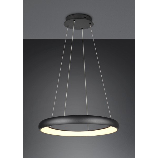 Lustră neagră LED cu intensitate reglabilă cu abajur din metal ø 75 cm Cardona – Trio-image-1