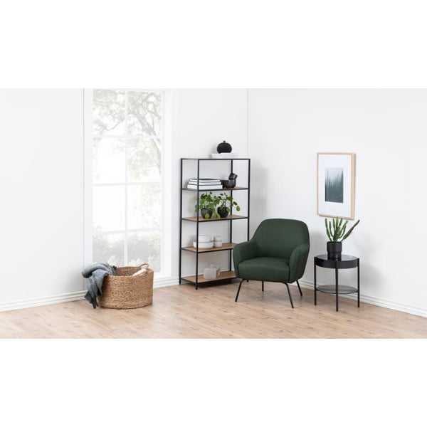 Bibliotecă neagră/în culoare naturală cu aspect de lemn de stejar 77x150 cm Seaford – Actona-image-4