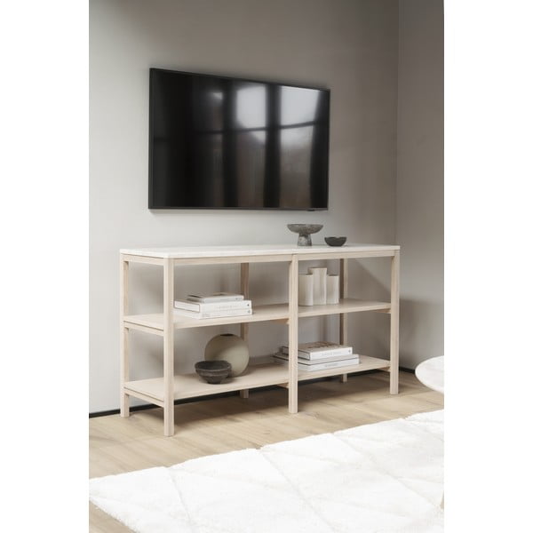 Masă consolă maro/bej cu blat din piatră 140x40 cm Orwel - Rowico-image-2