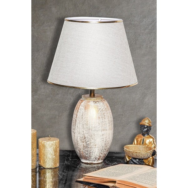 Veioză crem/aurie cu abajur textil (înălțime 50 cm) Yakamoz – Opviq lights-image-1