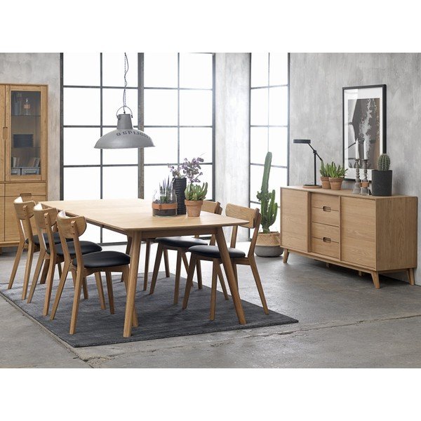 Comodă în culoare naturală joasă cu aspect de lemn de stejar 160x80 cm Rho – Unique Furniture-image-1