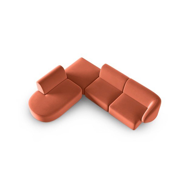 Colțar roz cu tapițerie din catifea (cu colț pe partea stângă, în formă de ”L”) Paolo – Milo Casa-image-1