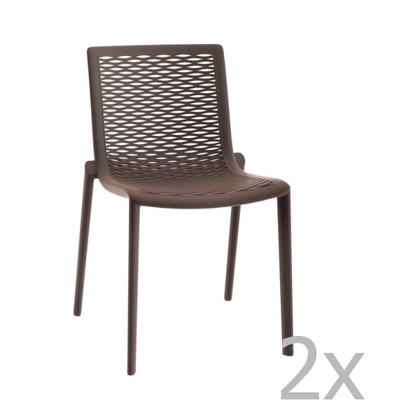Set 2 scaune de grădină Resol Net-Kat, maro ciocolată