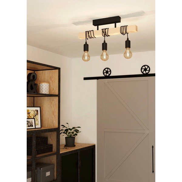 Lustră neagră/în culoare naturală TOWNSHEND – EGLO-image-1