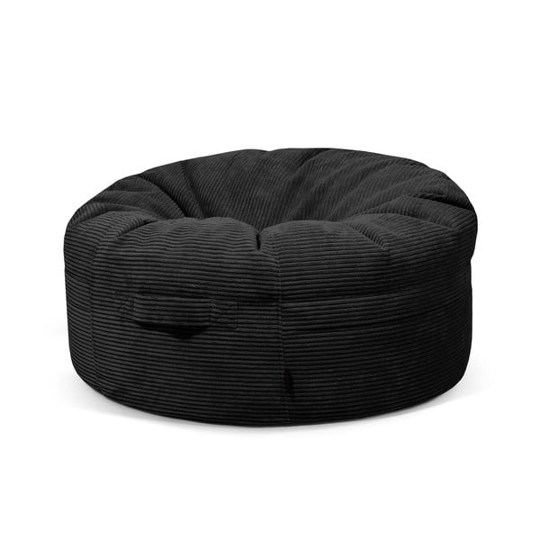 Fotoliu bean bag negru cu tapițerie din catifea reiată Roll 105 – SLOWDOWN