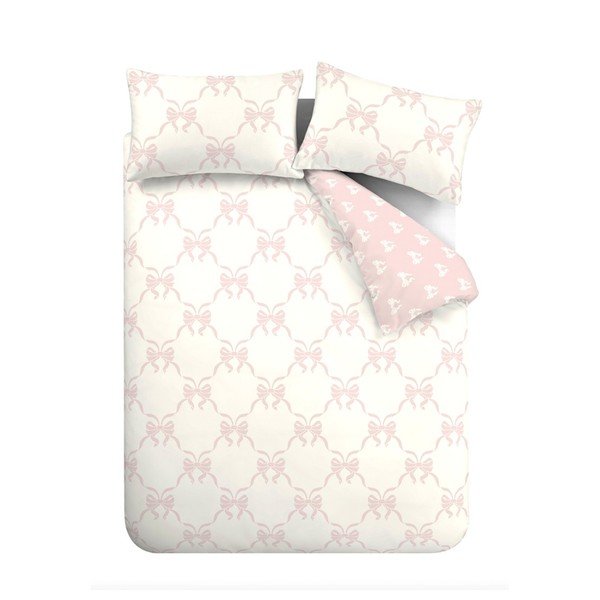 Lenjerie de pat roz pentru pat de o persoană 135x200 cm Pretty Bows – Catherine Lansfield