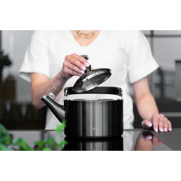 Ceainic cu capac de presiune Vialli Design Diamante, 1,5 l, negru-image-1
