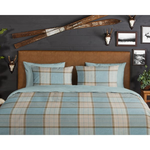 Lenjerie de pat albastră din flanelă pentru pat dublu/extinsă 200x220 cm Jacco – Good Morning-image-3