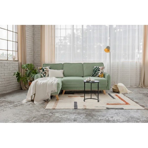 Colțar verde deschis extensibil cu tapițerie din catifea reiată  (cu colț variabil) Tori – Bonami Selection-image-1