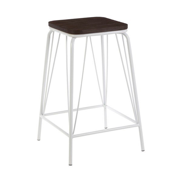 Scaun tip taburet alb/în culoare naturală închisă din lemn de ulm District – Premier Housewares