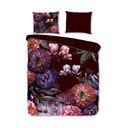 Lenjerie de pat din bumbac organic pentru pat de o persoană Descanso Gerbera, 140 x 220 cm, violet închis
