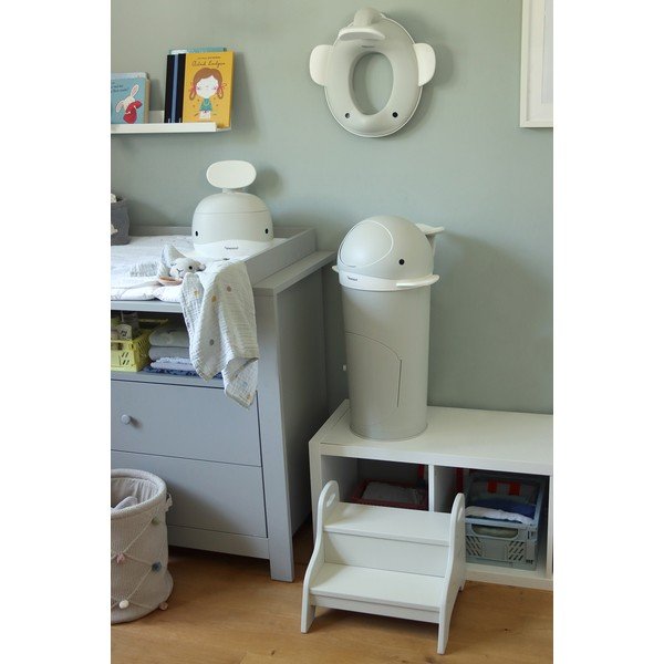 Coș de gunoi gri deschis pentru scutece din plastic 25 l Whale – Kindsgut-image-1