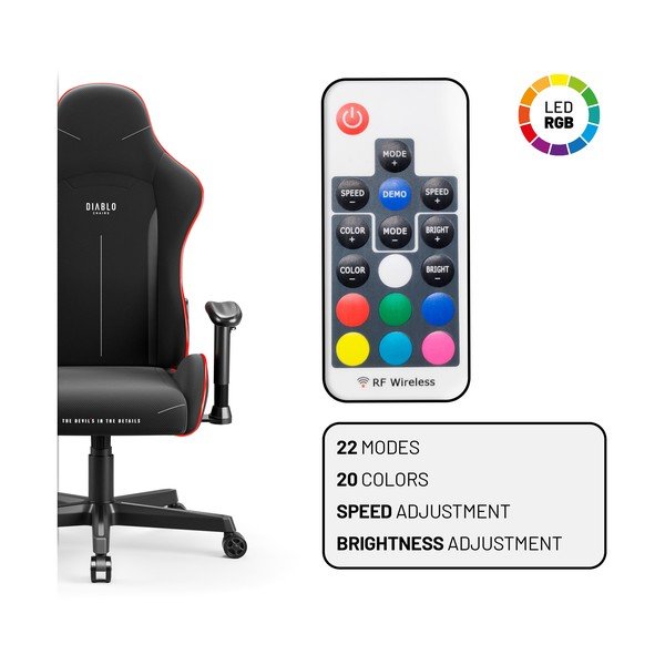 Scaun de gaming negru X-Starter LED – Diablo Chairs-image-2