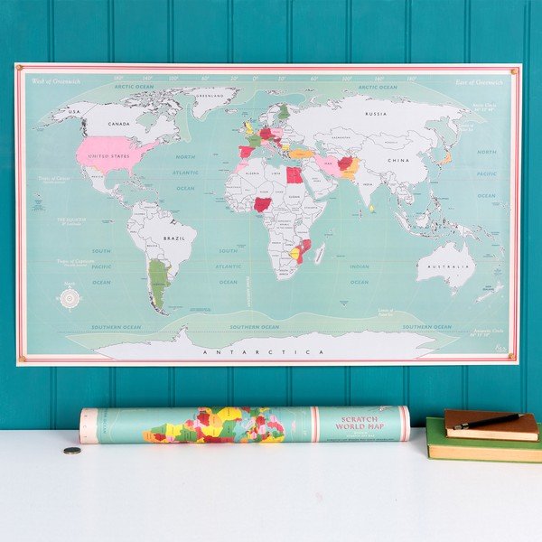 Hartă 87x52 cm pentru răzuire World Map – Rex London-image-1