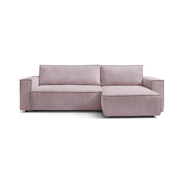 Colțar roz deschis extensibil cu tapițerie din catifea reiată  (cu colț variabil) Nihad – Bobochic Paris-image-2
