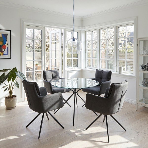 Scaune de dining gri-antracit cu cotiere 2 buc. din material textil Jonas – Støraa-image-1