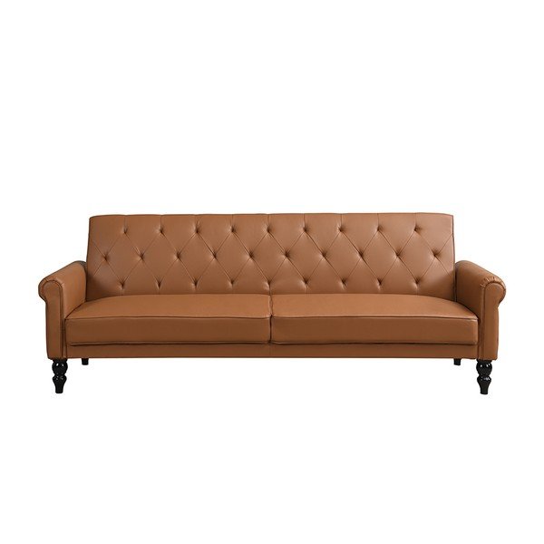 Canapea maro coniac reglabilă/extensibilă cu tapițerie din imitație de piele 222 cm Tyne – Støraa