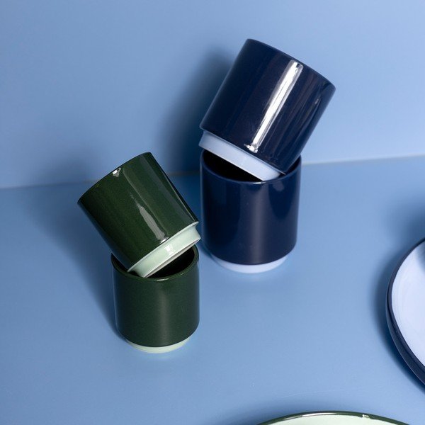 Ceașcă verde-închis pentru espresso din gresie ceramică 130 ml Duo – ONA-image-1