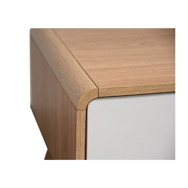 Comodă TV albă/în culoare naturală cu aspect de lemn de stejar 100x40 cm Caitlin – Støraa-image-4