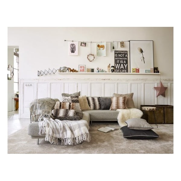 Pled cu curele din piele Tiseco Home Studio Wolf, 130 x 180 cm, maro-image-1