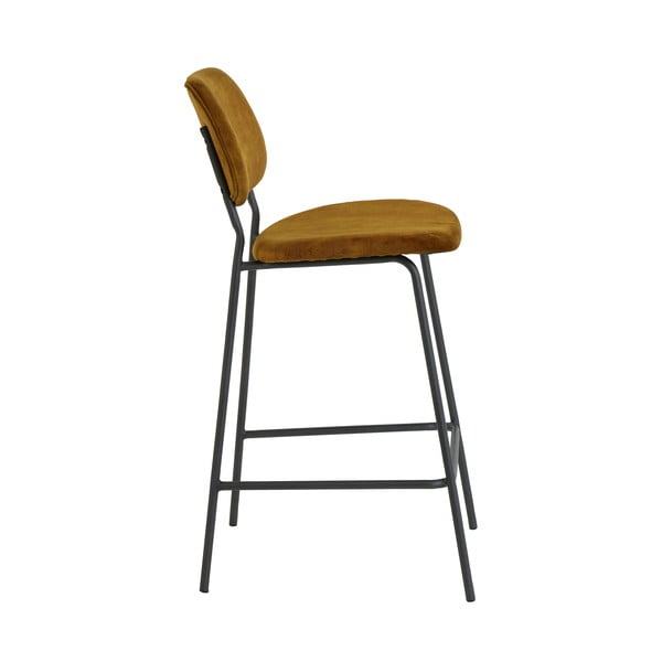 Scaun de bar galben muștar din catifea 92 cm Emma – Light & Living-image-2